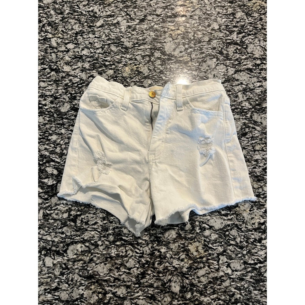 Universal Thread White High Rise Distressed Denim Jean Shorts Size 2R Frayed Hem